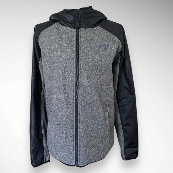 UNDER ARMOUR Women's Black Gray Cold Gear‎ Full Zip Hooded Jacket Small | EUC - Picture 4 of 10